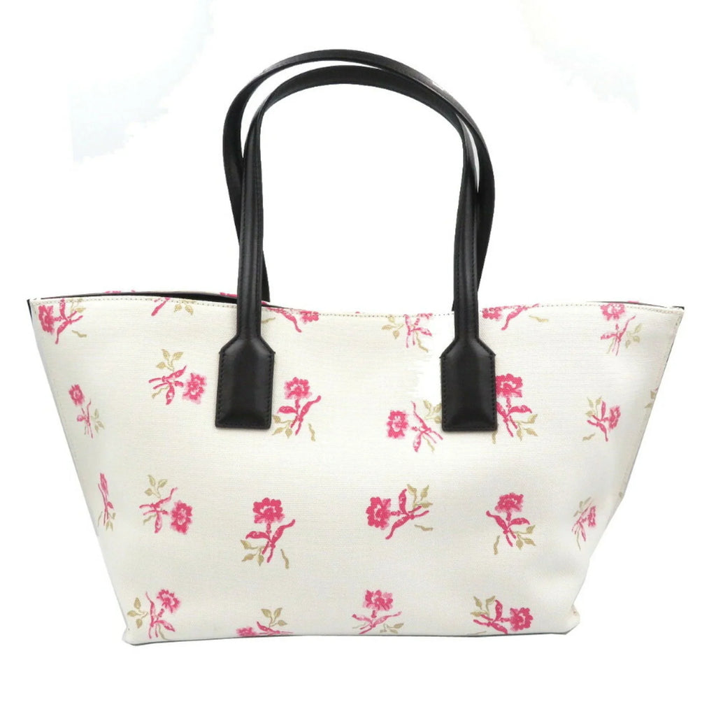 (Good) Loewe Black White Bag Canvas Leather Tote Pre-Owned Pink