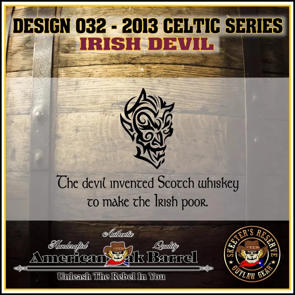 (032) Aging Devil Barrel Irish Engraved - American Oak