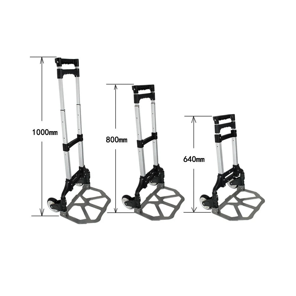 Black, SEGAWE Dolly Carts. Luggage Push, Hand Folding Aluminium Trolley Compact