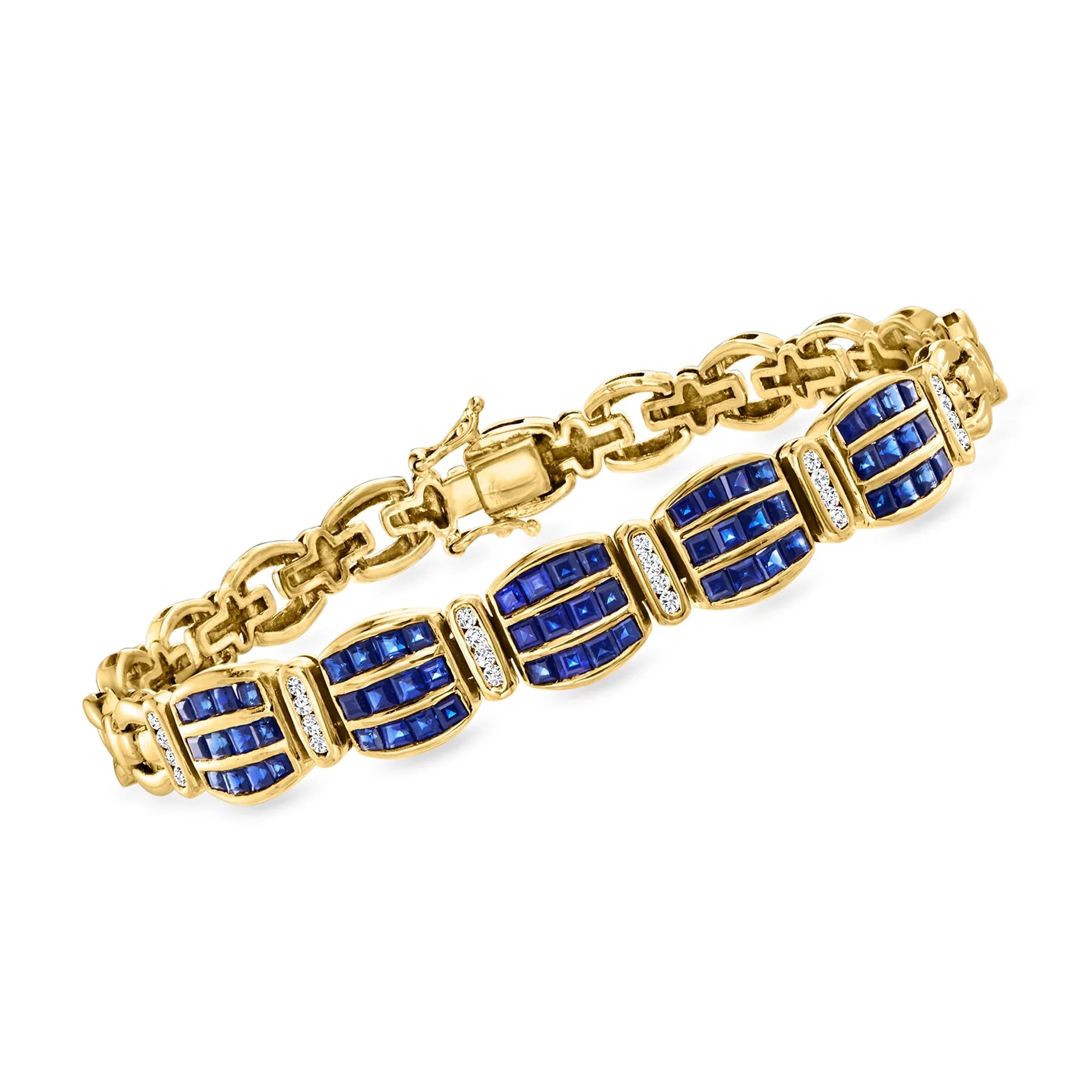 Women's, t.w. Bracelet ct. Gold, 18kt ct. Ross-Simons Sapphire Vintage .35 t.w. With 4.00 1980 Diamonds C. in Pre-Owned Adult, Yellow