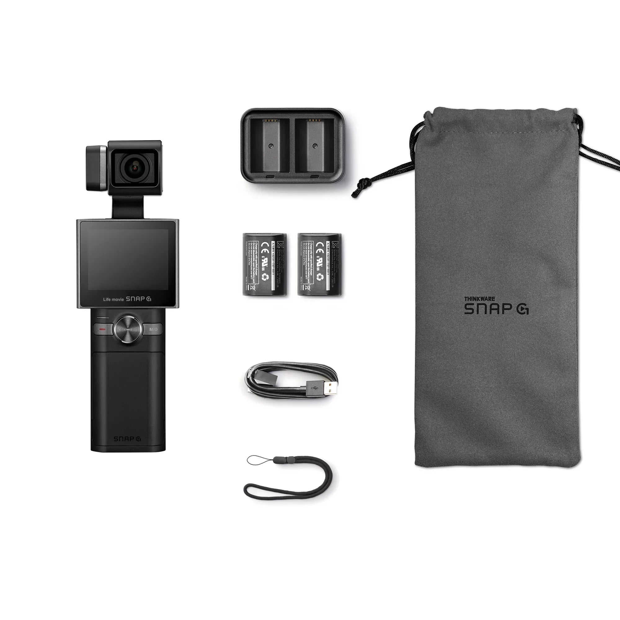 3-Axis Angle Vlog Replaceable 4K ID Track Camera Wide Gimbal Battery Handheld Touchscreen SNAP-G Live AI 133.9° Battery Face Creator Video 2" Influencer LCD Package Stream Thinkware Stabilizer 60FPS