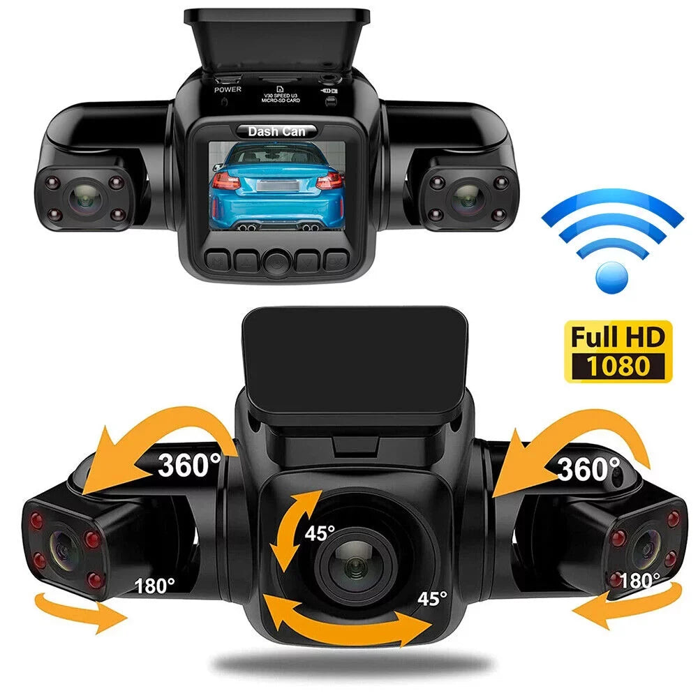 Dash and Left, Front, HD Inside, Cameras Vision Front Cam 360°Panoramic Car and Recorder Driving Right Rear, Rear Channel Night 4