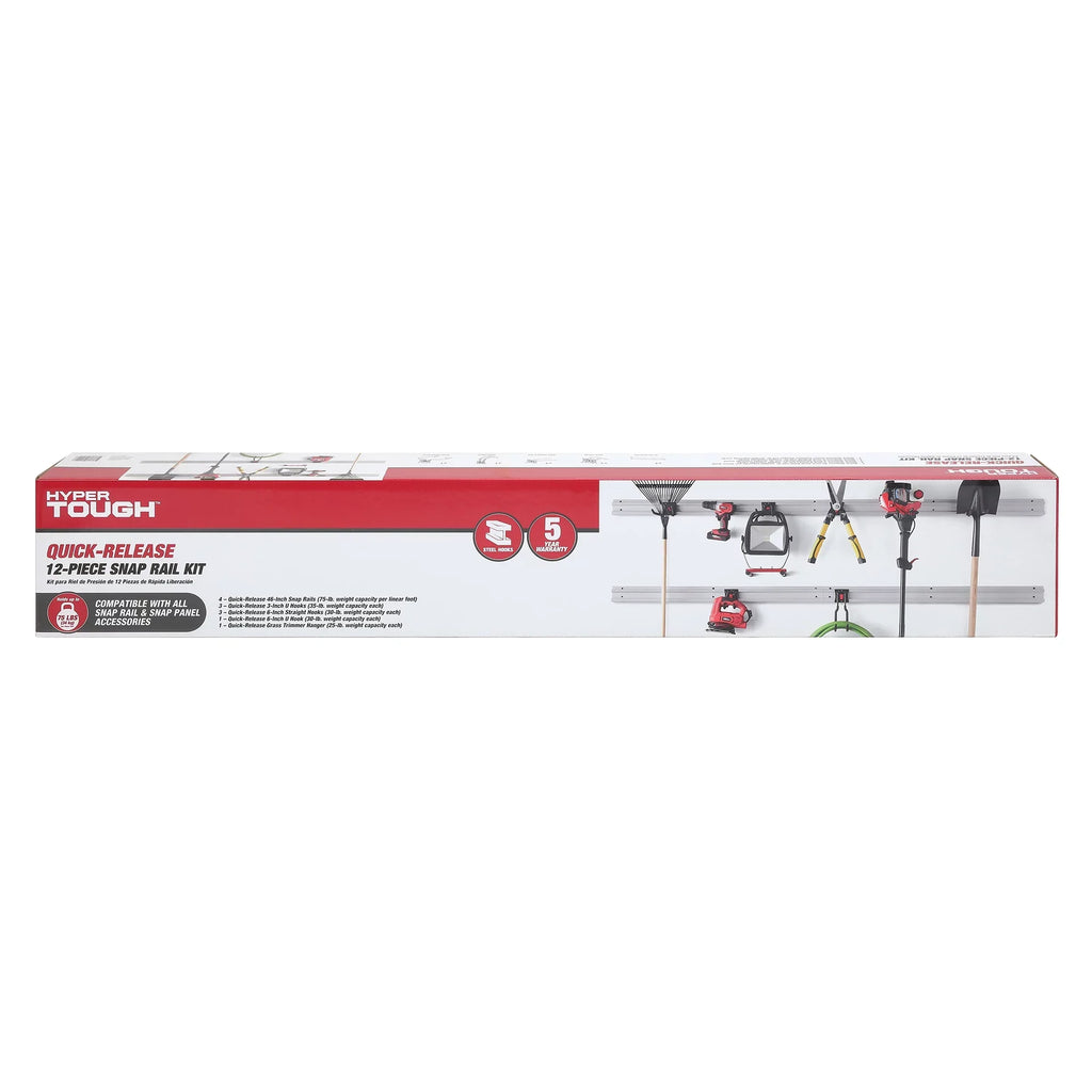 Snap 12-Piece Tough Hyper Organizer Quick-Release Kit Rail Garage System