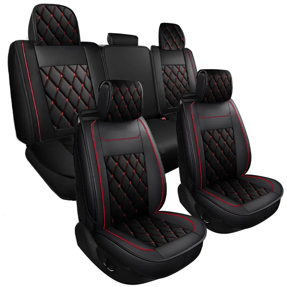 Black-Red) Crew,Double,Extended 2007-2023 Truck(Full Silverado Seat Full Cab GMC HD Car Set Sierra Fit Pickup or 1500/2500 Covers for HD 3500 Set, /