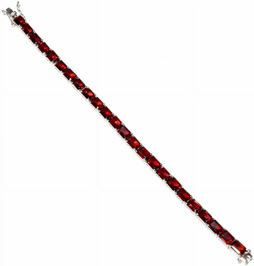 Garnet Bracelet 925 Gemstone Fashion Tennis For Bracelets Women, Genuine Jewelry, 7.5" Silver Designer Sterling Mozambique