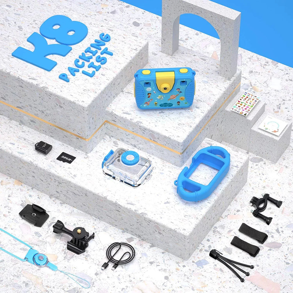 Large VanTop Selfie Extra K8 Screen, Waterproof 32GB with Blue Recognition, inch Kids Supported Silicon Card, Case 1080P Games, Camera 2.4 Face Fill Camera Kid-Proof Memory / Video 4 8MP Junior Light,