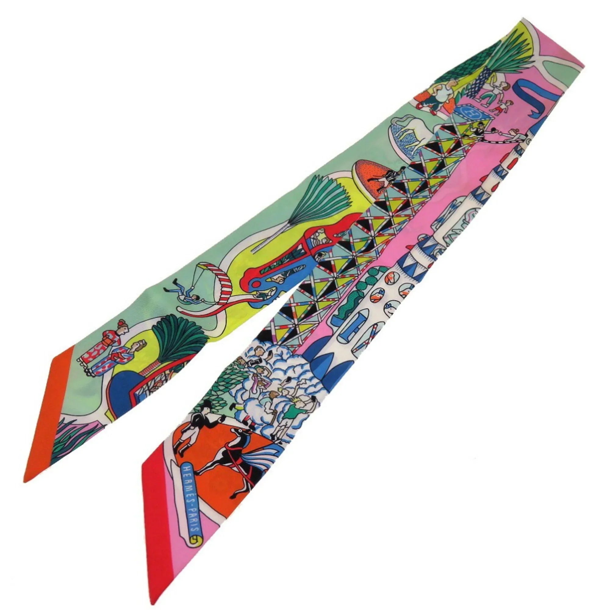 Scarf Hermes Exposition (Fair) Pre-Owned Twilly Silk Universelle Rose