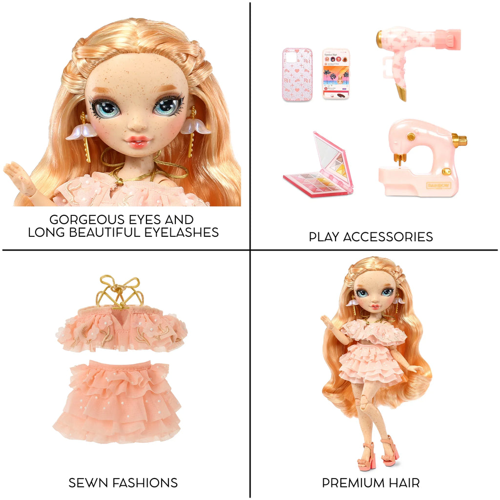 High Toe. Collectors Pink to Rainbow 4-12 Fashionable Outfit and Accessories. from 10+ - Fashion Doll, Colorful Kids Victoria Light Freckles Gift Years & Head Play