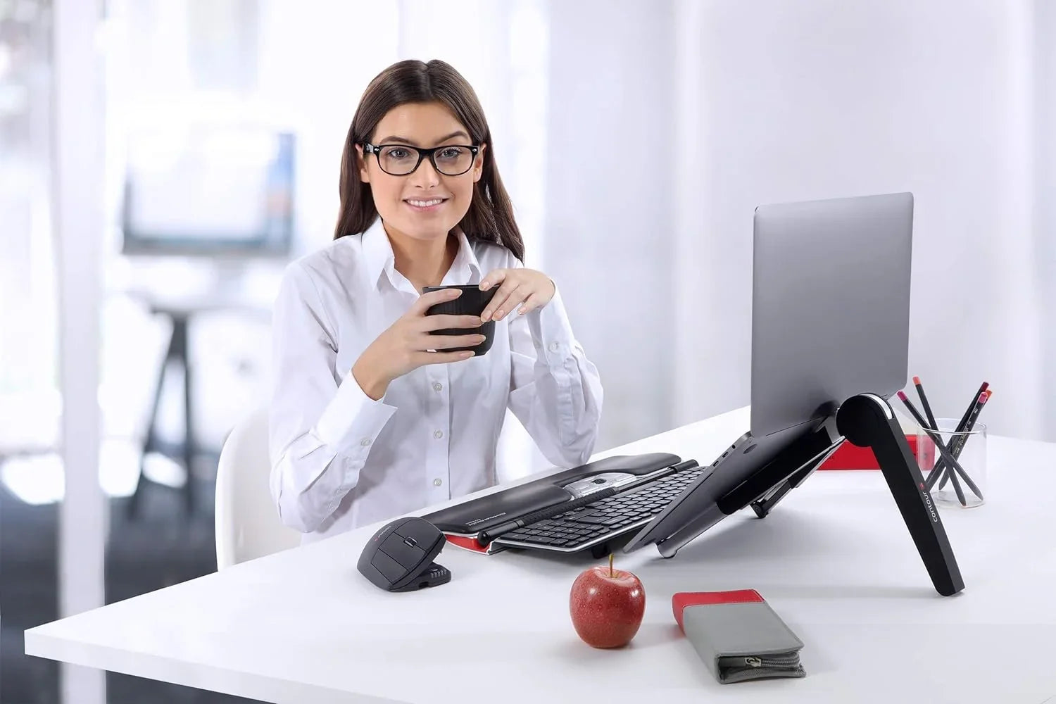 Stand To Premium - Stand Laptop Silver/Black) Fatigue Support - Computer Help Neck Ergonomic For Desk - (Aluminium Adjustable Reduce Strain And