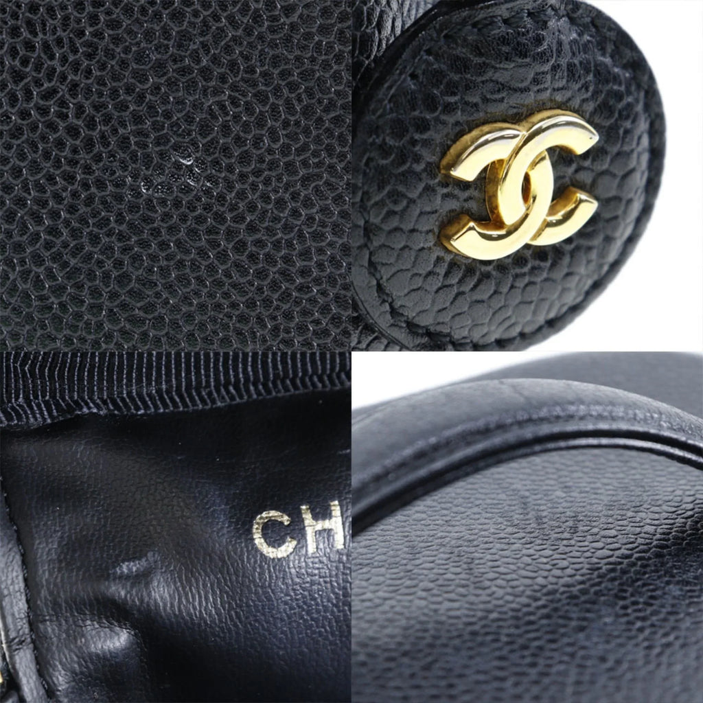 Black Skin (Good) Made in Handbag Vanity Coco Zipper Matte Ladies Pre-Owned Caviar Mark France