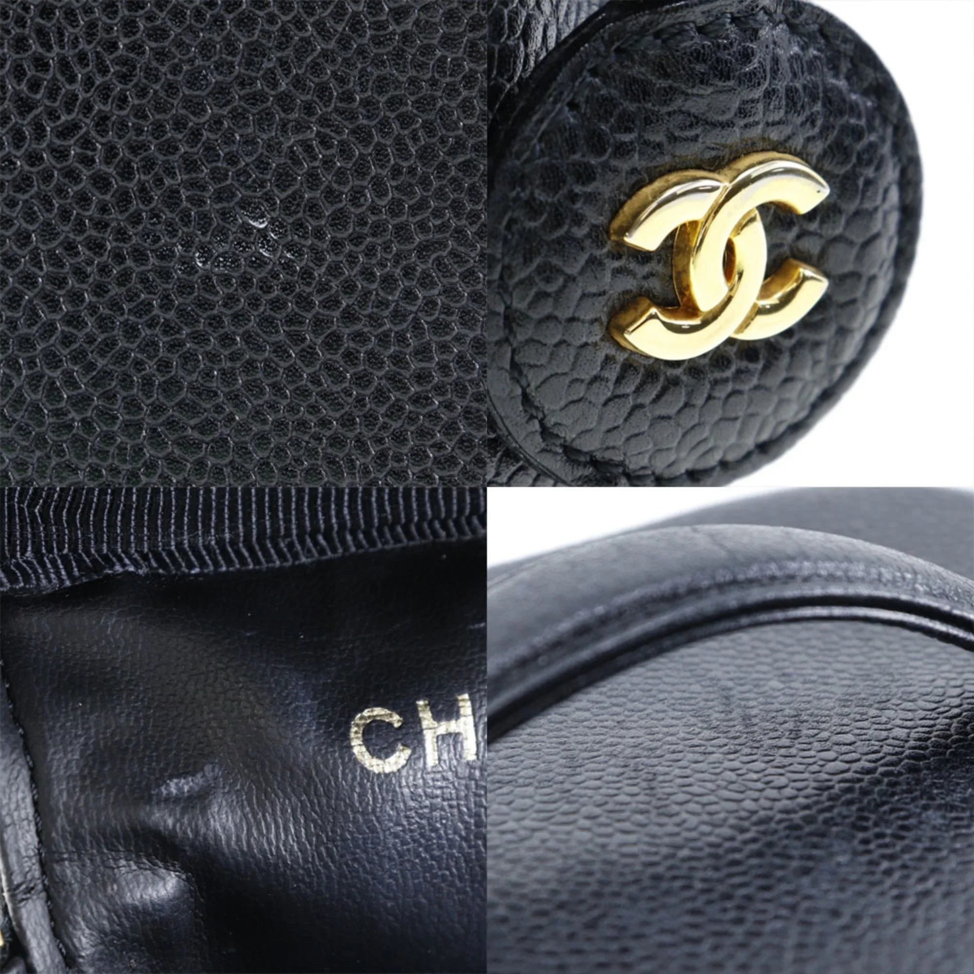 Black Skin (Good) Made in Handbag Vanity Coco Zipper Matte Ladies Pre-Owned Caviar Mark France