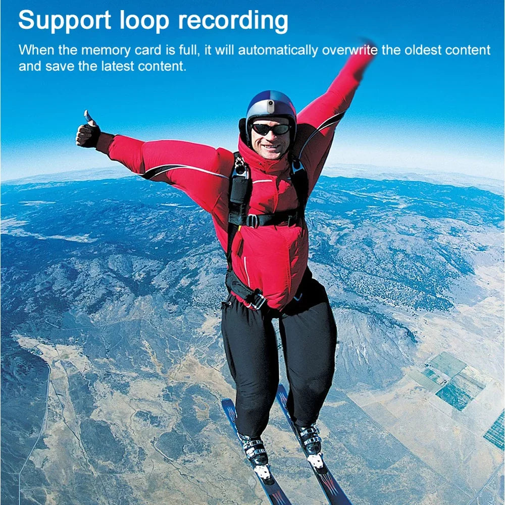 1080P Action with Recorder Mountaineering for Cycling Sport Screen Activities Portable Loop Skiing PhotoVideoPlayback High Clear Skydiving Support Recording Waterproof
