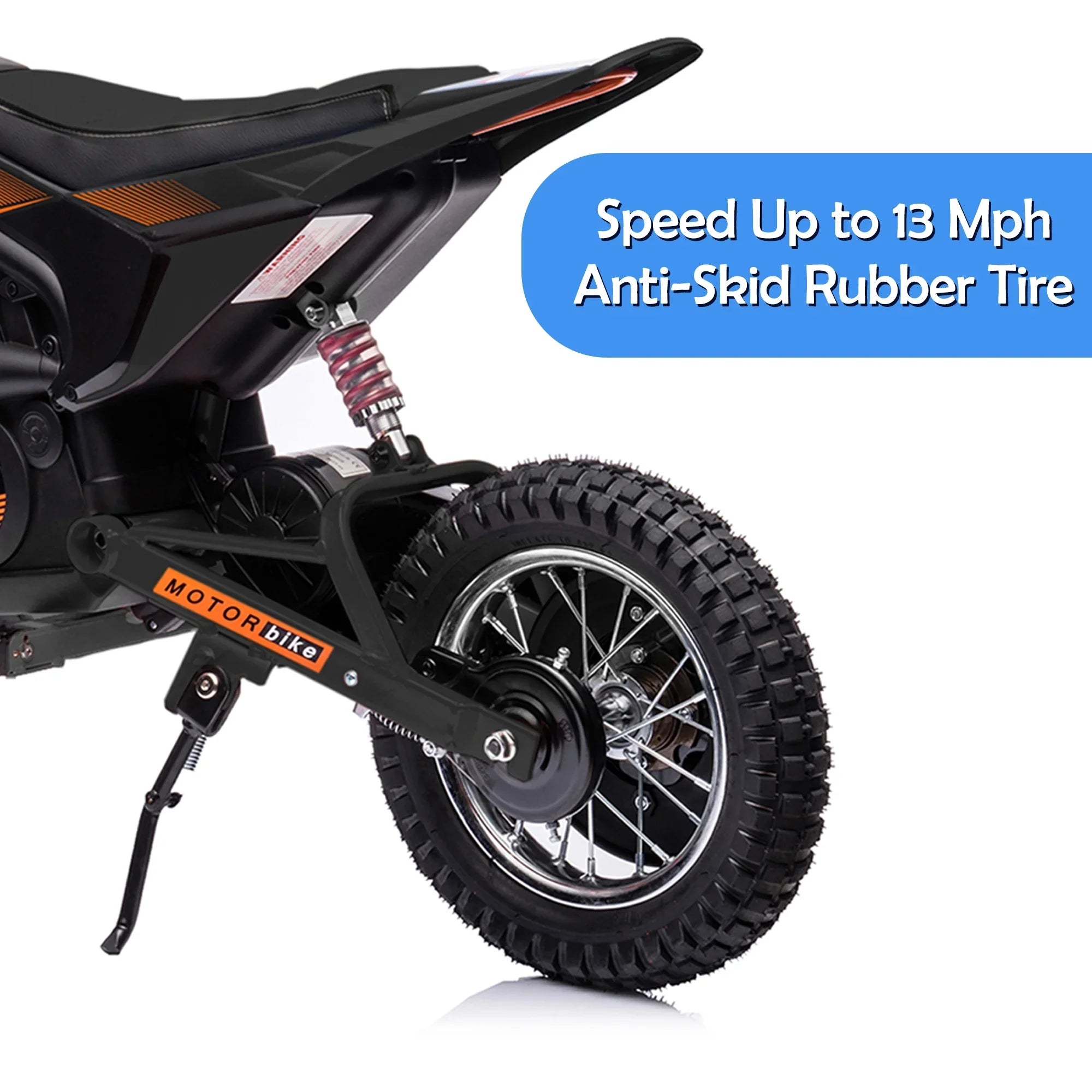 JoyWheels Electric Boys 13 Black Bike, Dirt Motor +, 24V Years Motorcycle 13mph, Toy Child Ages Bike,