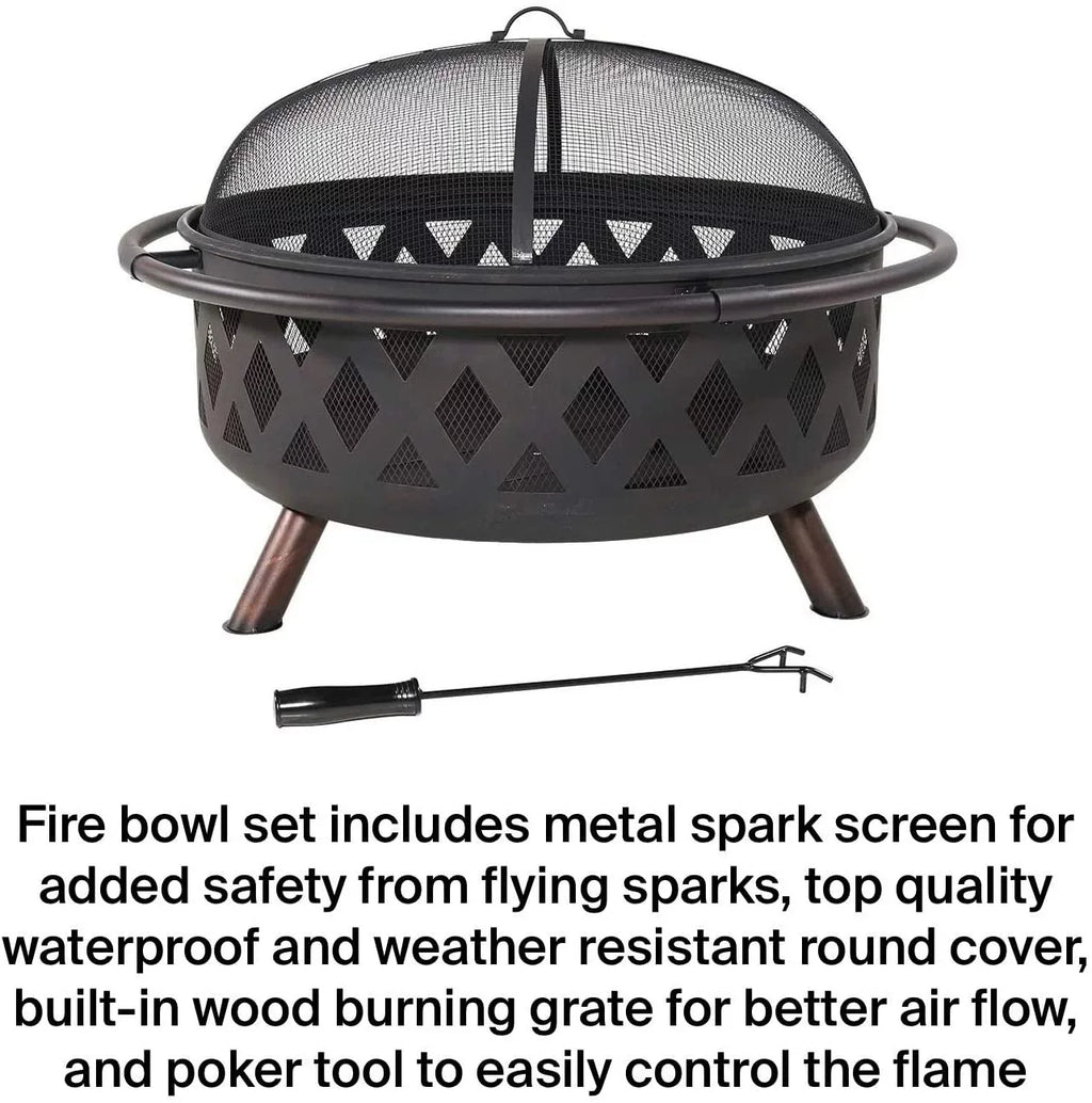 Grill And Zoey Pit Wood Portable Steel fabric Fire Burning Pit
