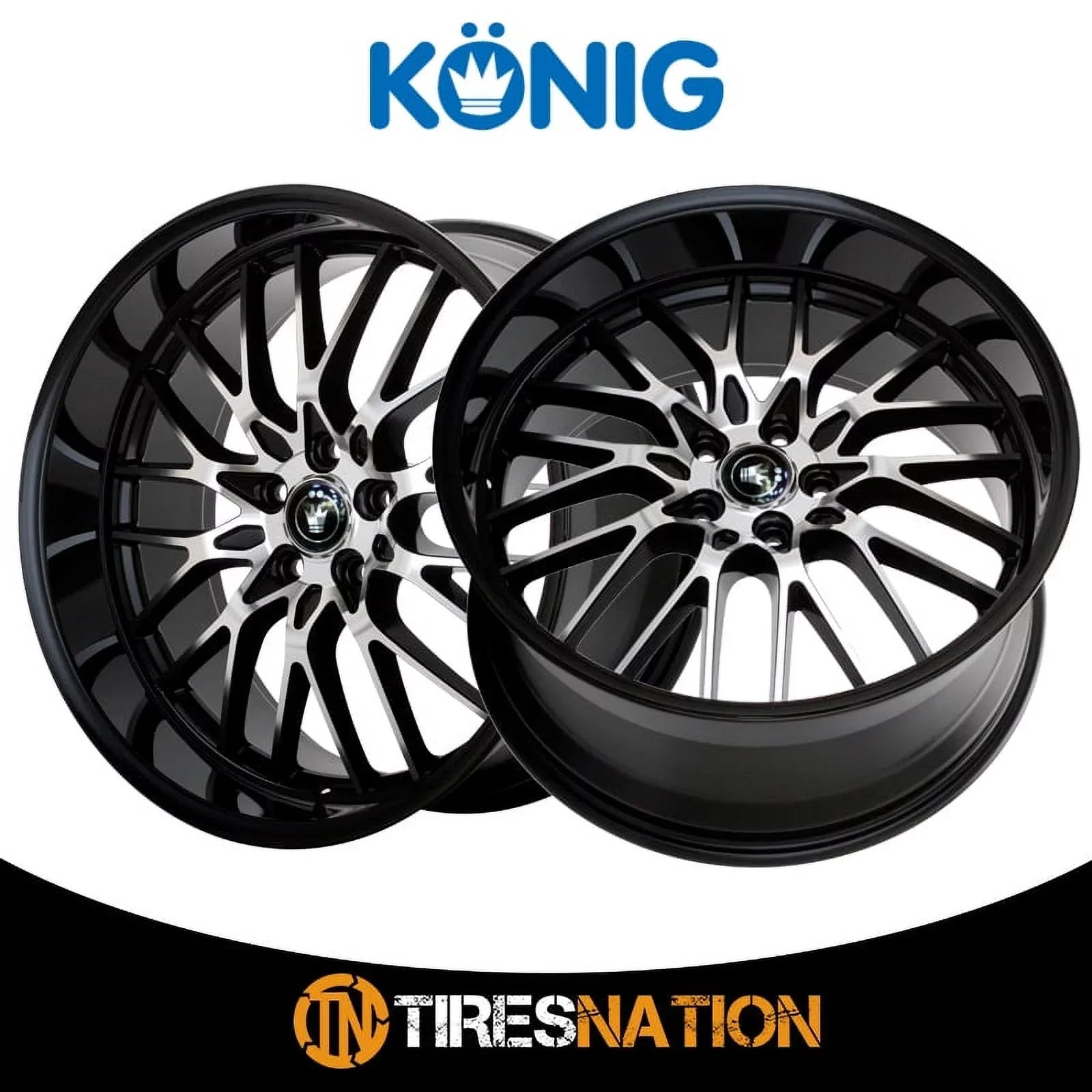 5x112 Wheel 17x8 With 16MB Face Konig Lace Black Gloss +45et Machined