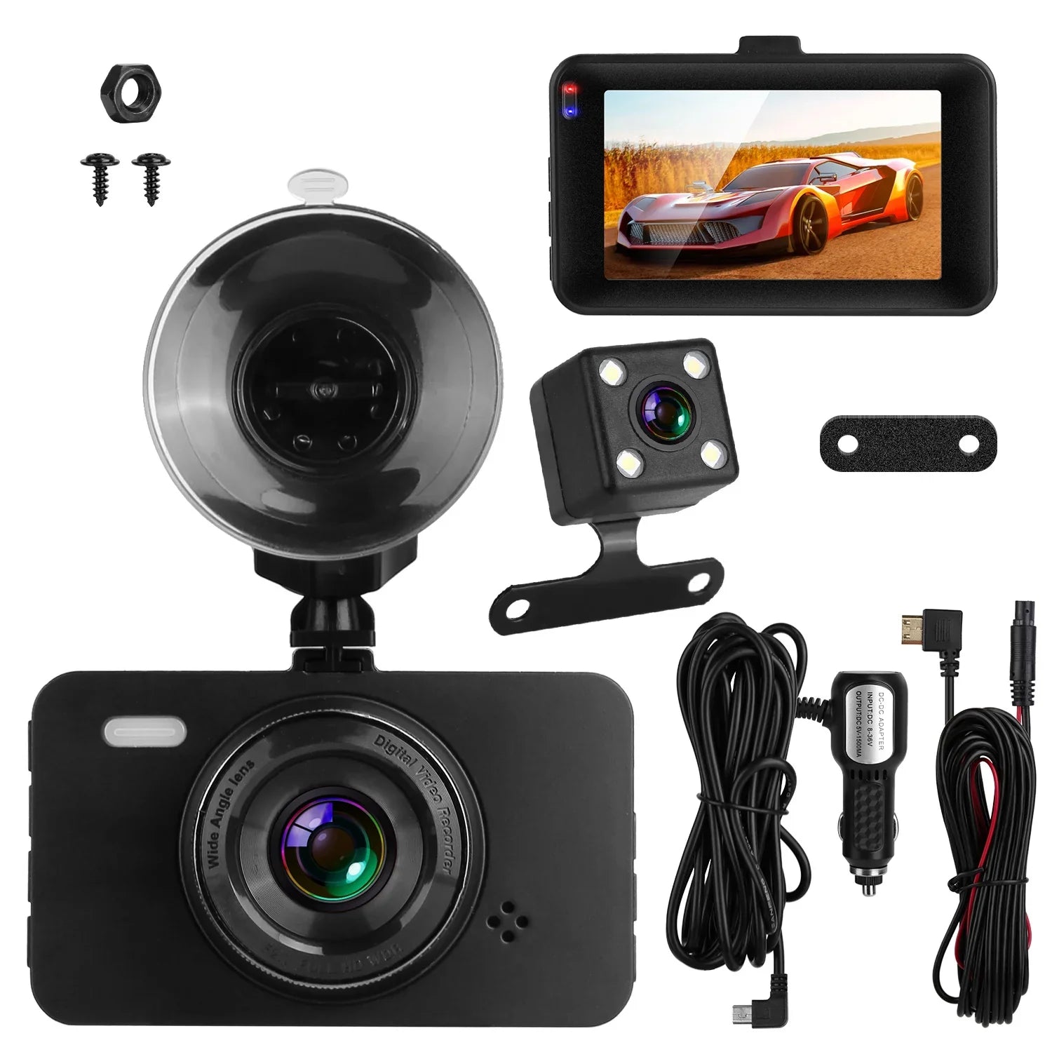 Detection with Video Camera Night Not 1080P Motion Front Rear Car Loop iMounTEK Included) Dual DVR MMC G-Sensor (32G Dash Recorder Cam Vision Recording Car Card