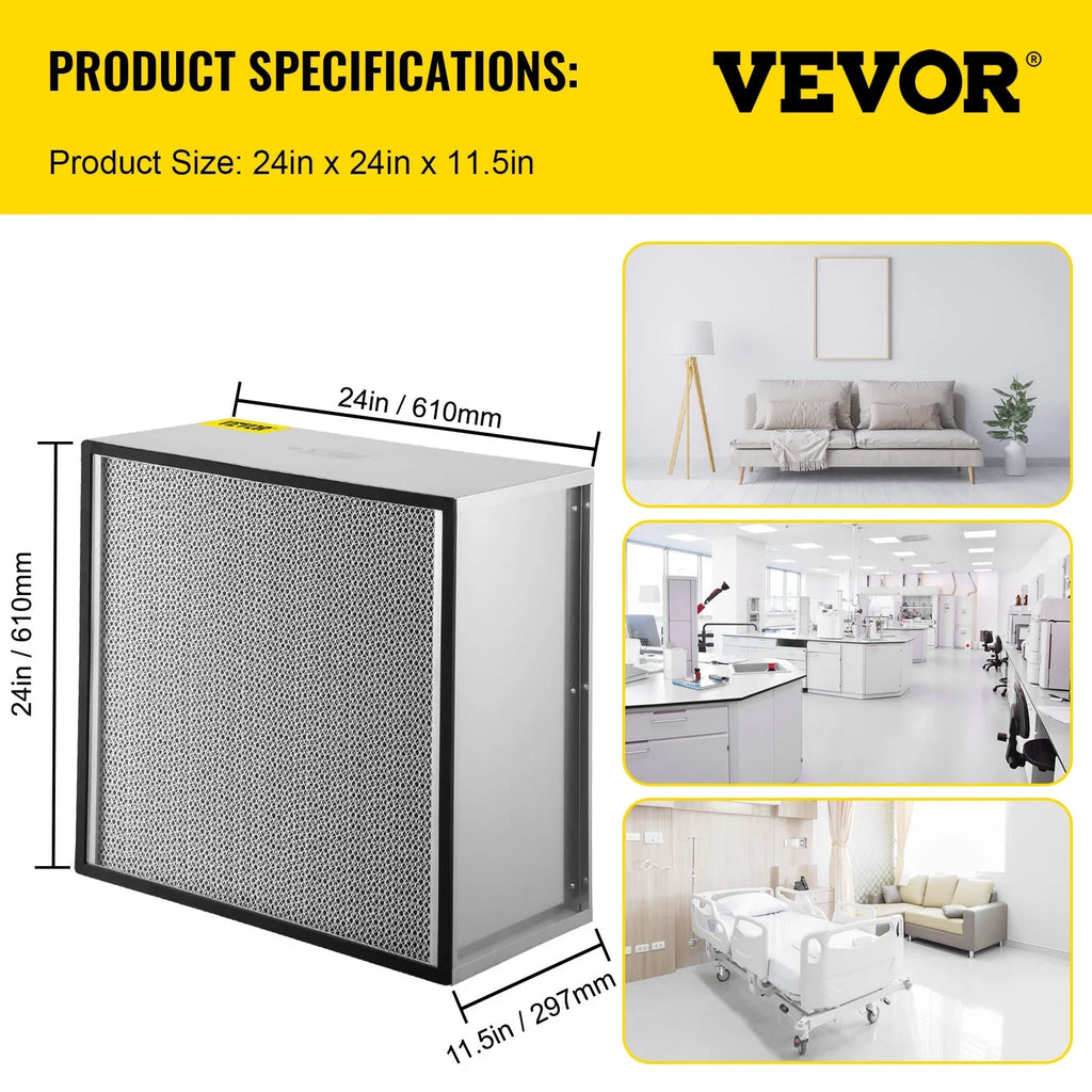 Filter, Standard with Air Filter Compatible Replacement Frame, Pleated Filter 99.97% Bentism Durable AC Replacement, HEPA Galvanized True Filter Air 24''x24''x11.5'' Filter,