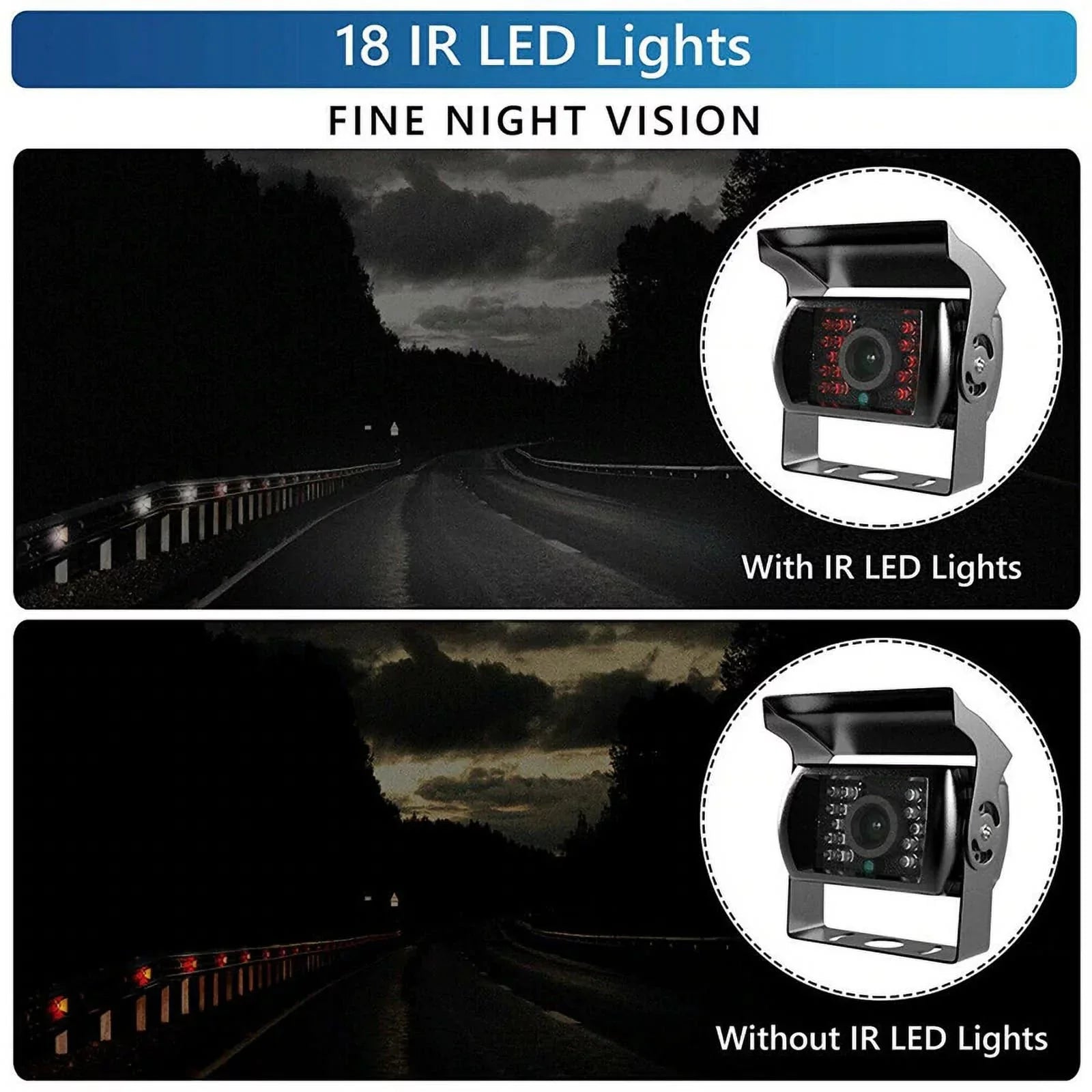 feet with Night RV Vision+32 Van cable IR 12V/24V Bus TFT parking camera Car Car for LCD Truck LED system 18 7inch Monitor reverse