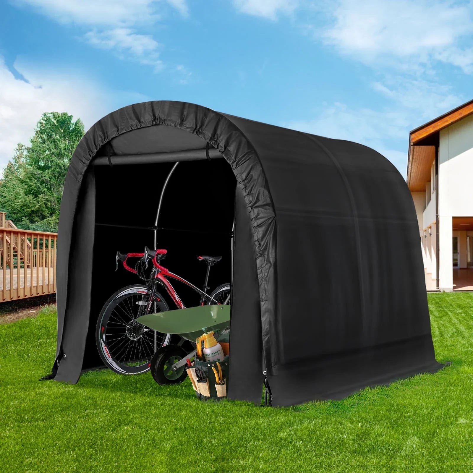 Duty Carport, for 7 Hommow 8 Heavy Shed, x Garden, FT exterior FT Black Garage Patio, Tool Tent, Storage Portable