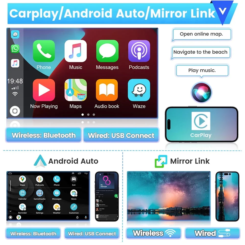 WIFI Camera Touchscreen Tribu Hifi, 13 Android 9'' Mirror Stereo Radio Wireless Podofo Car AHD 2+64G Android Escape/ for Carplay Auto GPS Backup FM Bluetooth 2007-2012 Link Kuga/Mazda