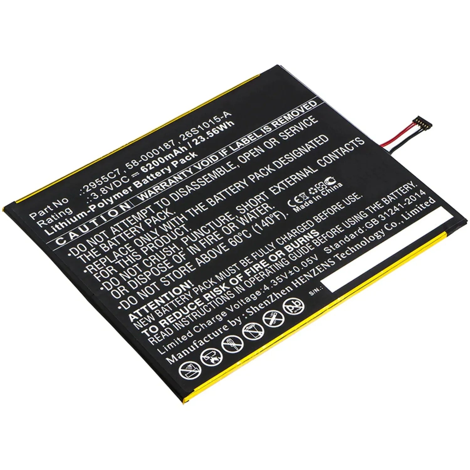 6200mAh, Capacity Battery Ultra Amazon 3.8V, Batteries - 26S1015-A Accessories Tablet N Li-Pol, High BNA-WB-P9722 for Battery Replacement -
