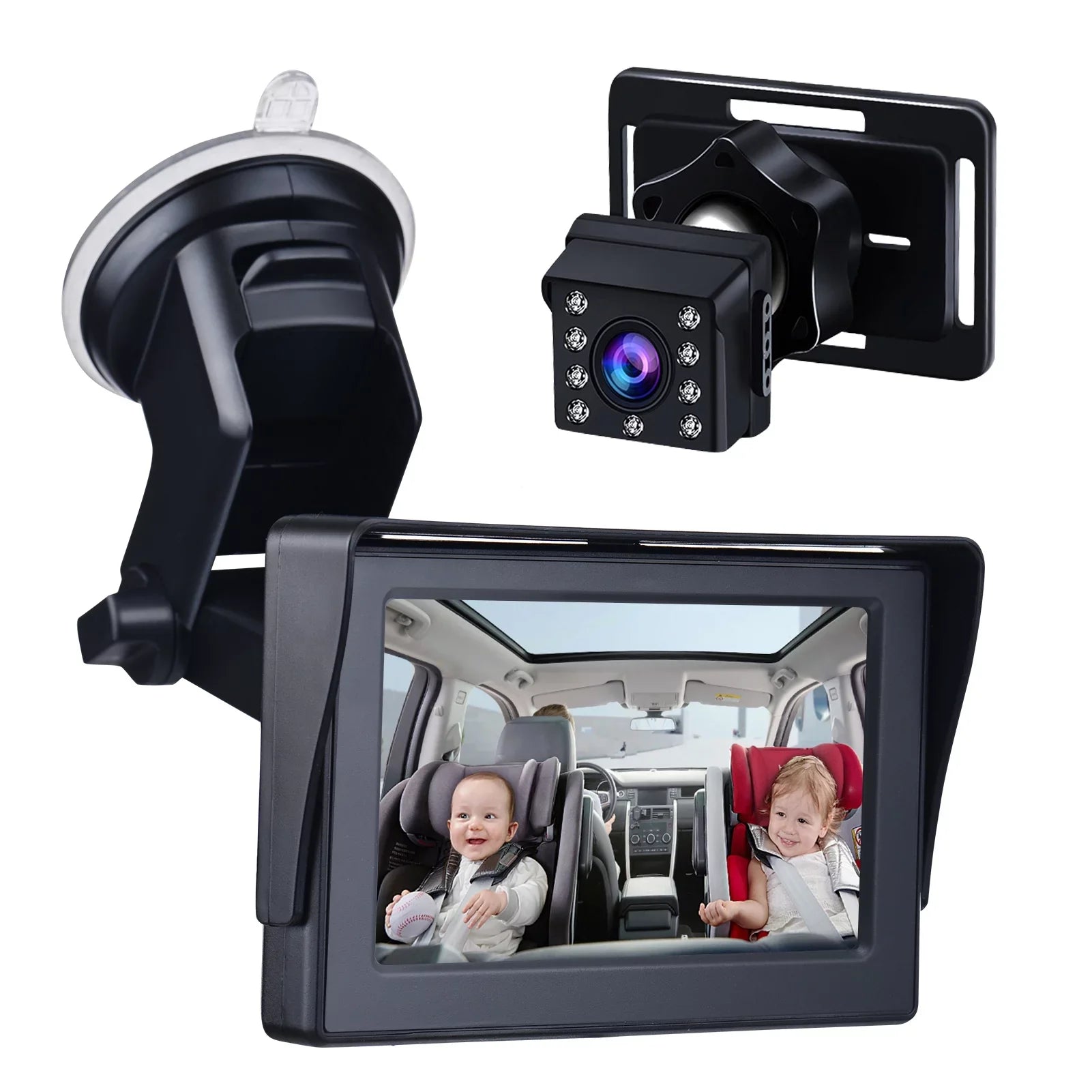 Car Length 1080P Car Safety with Clear Car 5M Angle Inch Cameras Cable Mirror Wide Long 4.3 Mirror Adjustable Seat View Crystal Mirrors Monitored