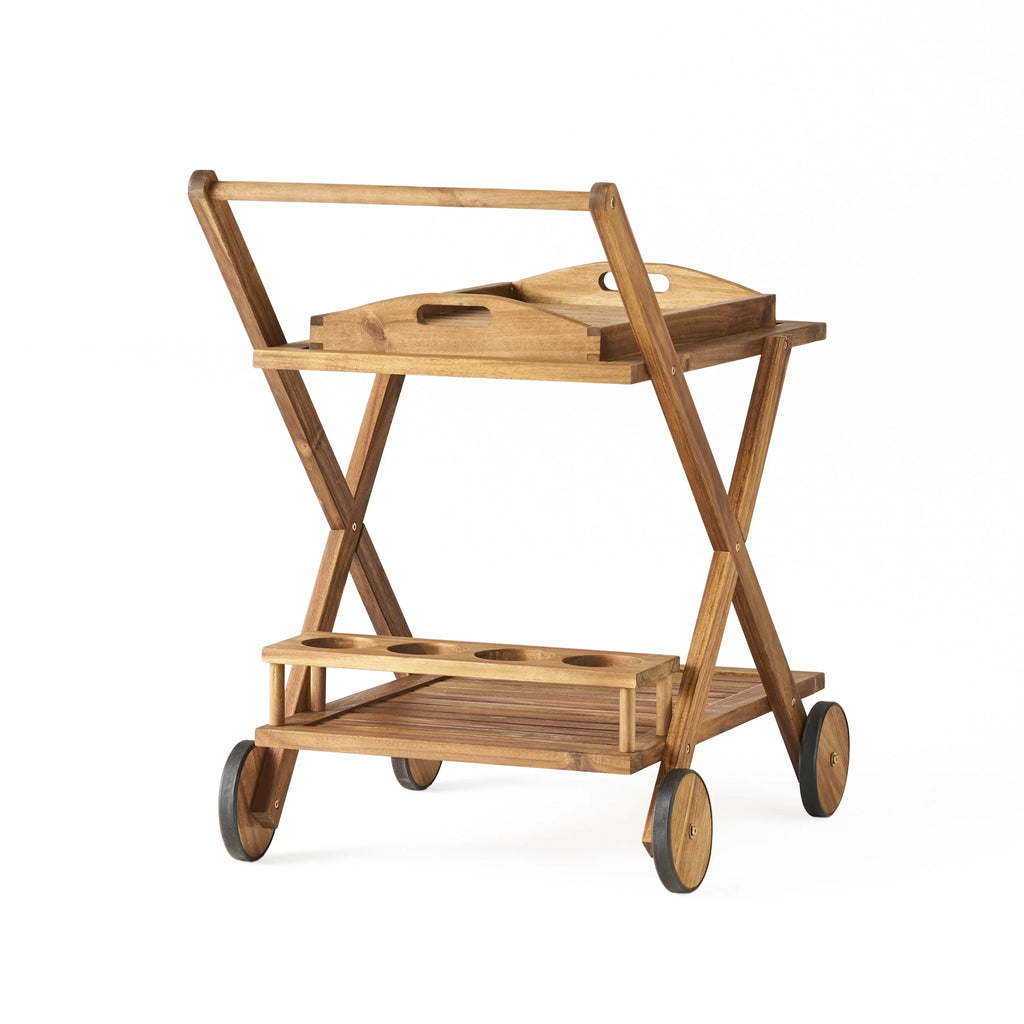 Indoor/exterior Studio Cart, Bar Kenilworth Wood Tiered GDF Natural Acacia 2