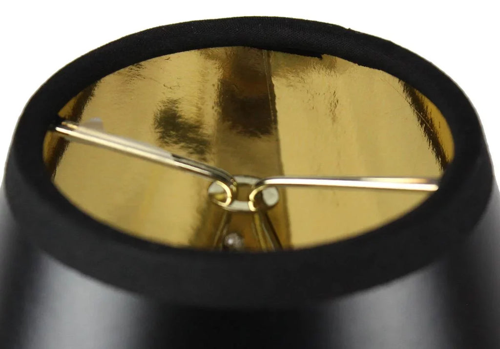 Set Black Parchment Clip Chandelier 6 of 3x6x5 Candle Lamp Gold-Lined Shade