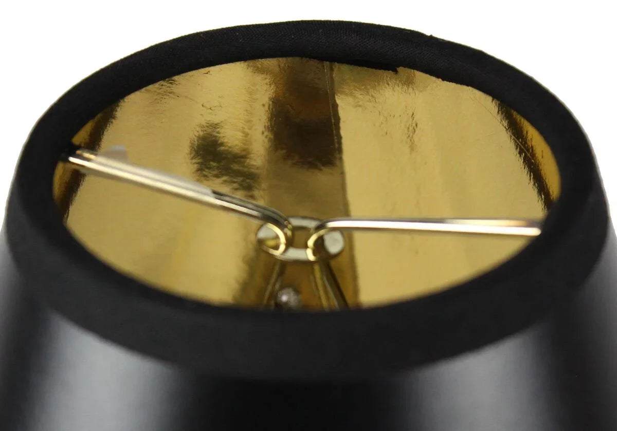 Set Black Parchment Clip Chandelier 6 of 3x6x5 Candle Lamp Gold-Lined Shade