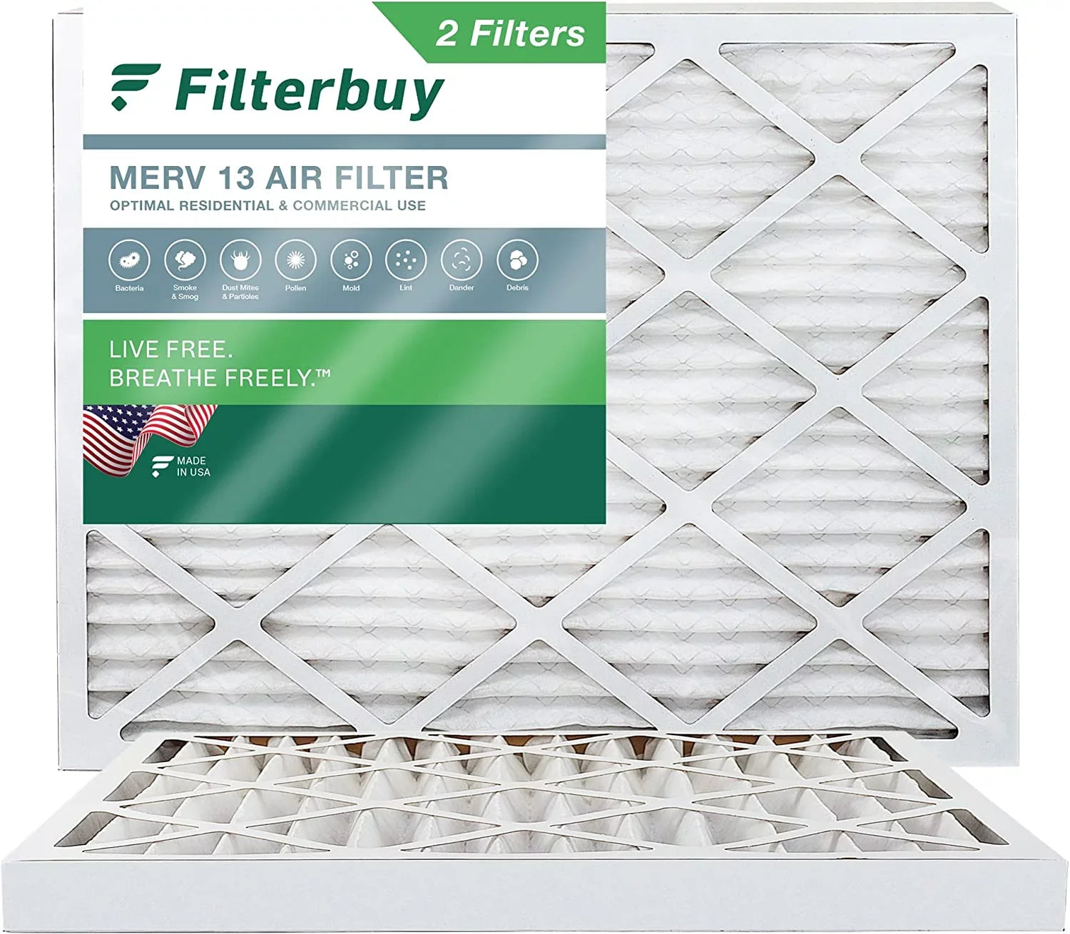 13 Filters Air (2-Pack) MERV Pleated Filterbuy HVAC AC 18x25x2 Furnace