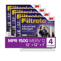 Filter, 1500 Reduction, MERV Filtrete MPR Air Filters 12, 4 Advanced 12x12x1 Allergen
