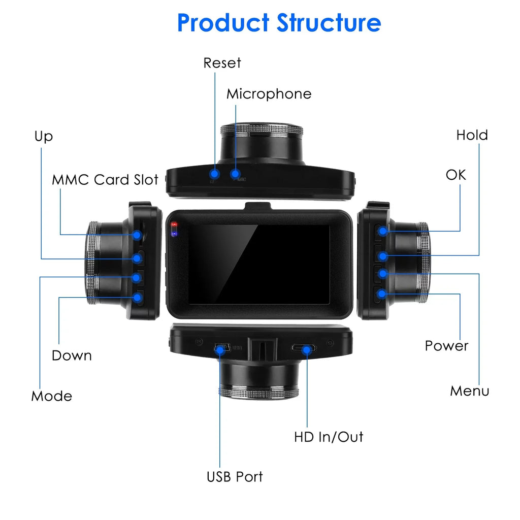 Detection with Video Camera Night Not 1080P Motion Front Rear Car Loop iMounTEK Included) Dual DVR MMC G-Sensor (32G Dash Recorder Cam Vision Recording Car Card