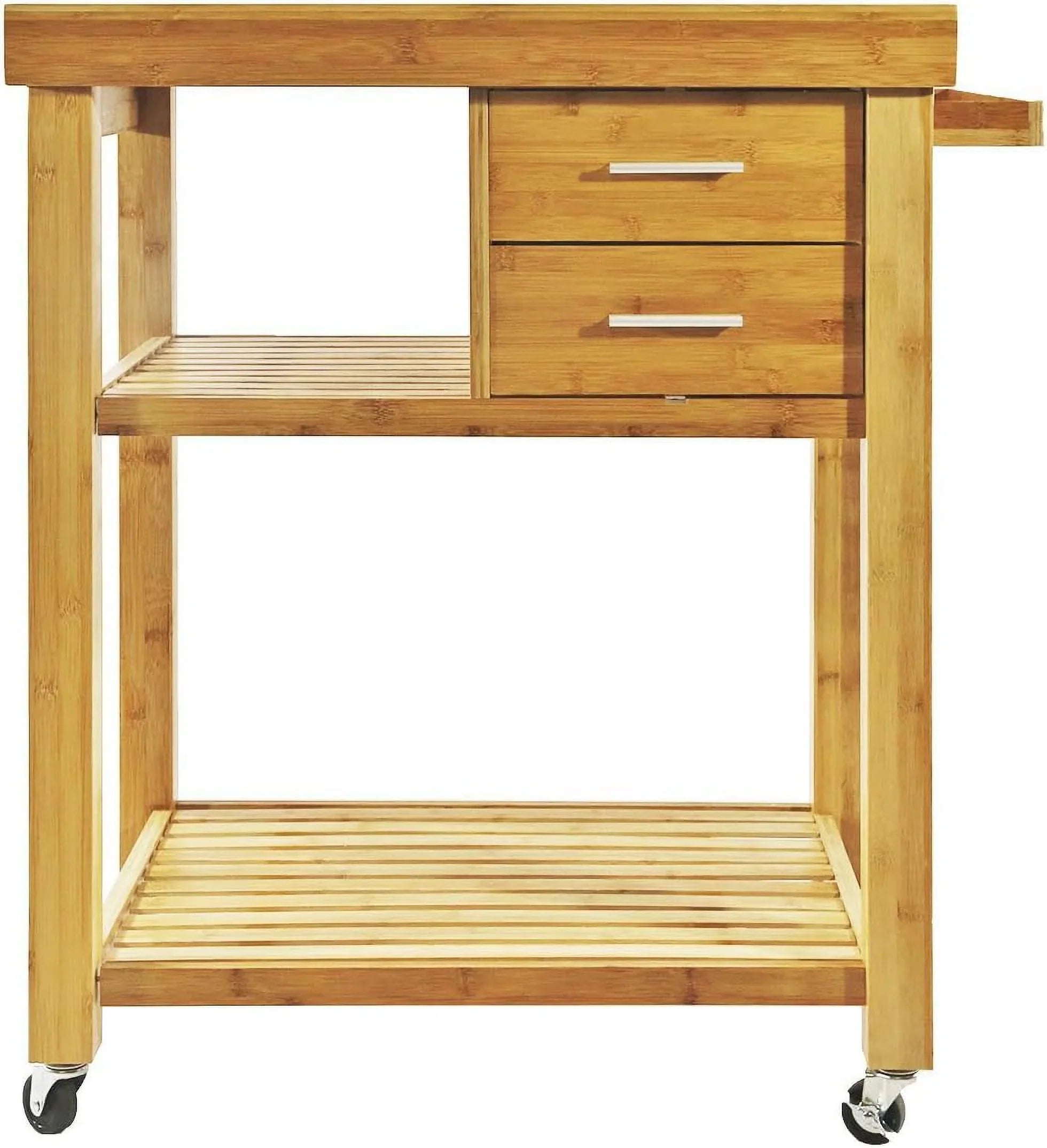 Butcher Prepping Casters, Shelves, With Island Bamboo Locking Rack, Kitchen On Cart Wood Towel Cart Wheels, Block Rolling Drawers Trolley Food