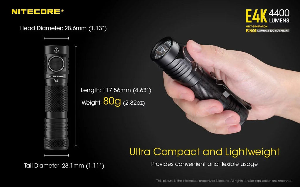 4400 NITECORE Lumens w/NTK05 - Small Next Knife E4K Folding Flashlight generation Combo: