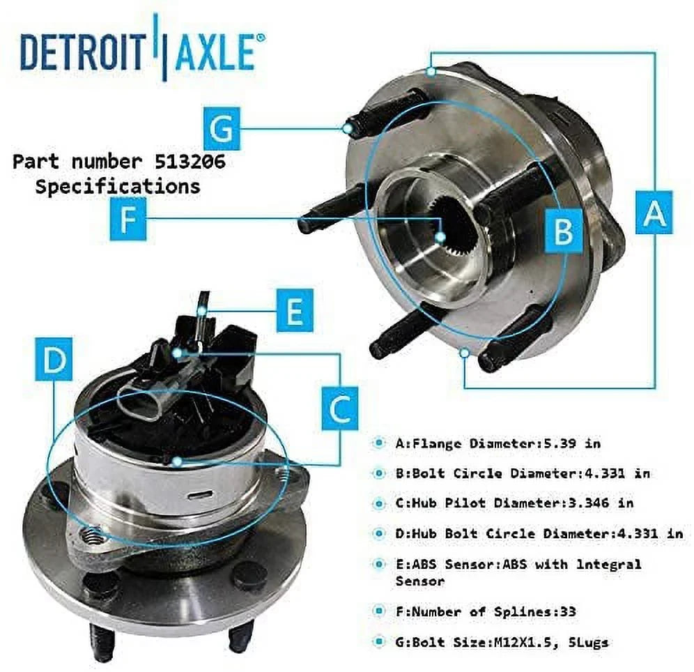 2009 2008 Axle 2010 Detroit Kit Rotors 06-11 Ceramic Bearing Disc 2006 Replacement 2007 - Brake Brakes Chevrolet HHR Brake Hubs Front 2011 Wheel Pads for