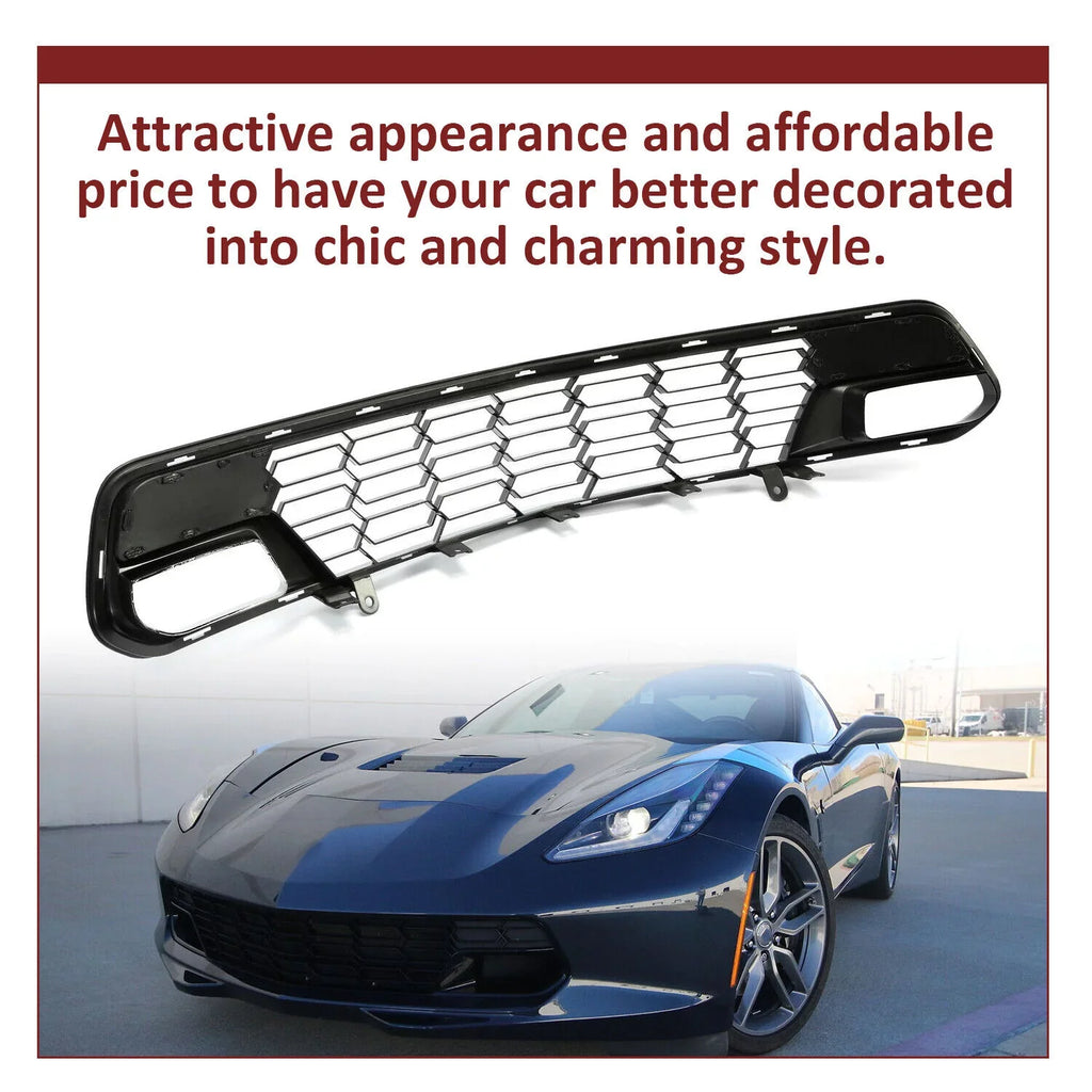 Black Cover Front Corvette Plastic Z06 All design for Front Bracket) Bumper Lower Models Painted Chevrolet Glossy Kojem C7 Camera 2014-2019 (W/O Grille
