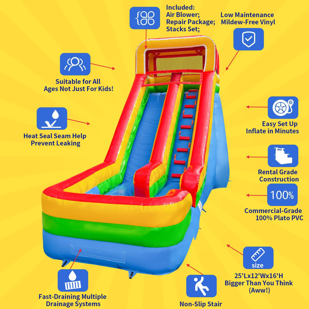 Grade liquid Slide Blower, Up 16 Slide Splash liquid exterior Slides FT Fun, Backyard Slide liquid for GOOSH & Blow Kid Pool Inflatable with Air Climbing Wall, Commercial Inflatable-