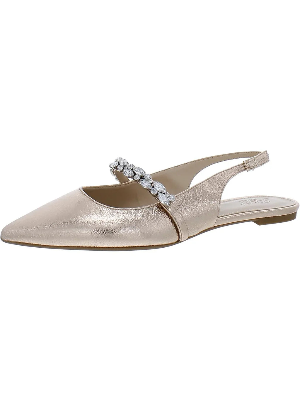 Badgley Strap Coated Bambi Pointed Toe Jewel Ankle Mischka Flats Womens