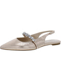 Badgley Strap Coated Bambi Pointed Toe Jewel Ankle Mischka Flats Womens