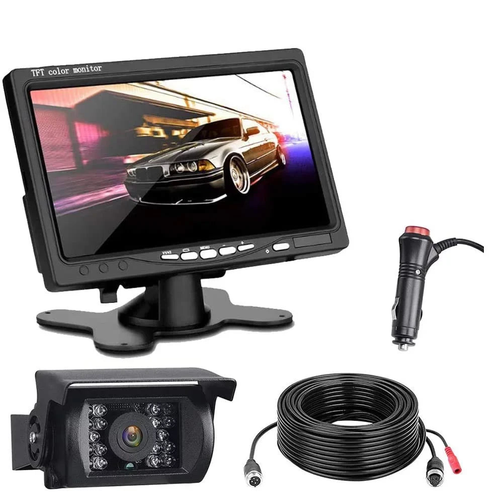 Reversing Camera Camera RearView TFT Waterproof 7" Monitor 12V-24V Vision Kit Night Car Backup LCD