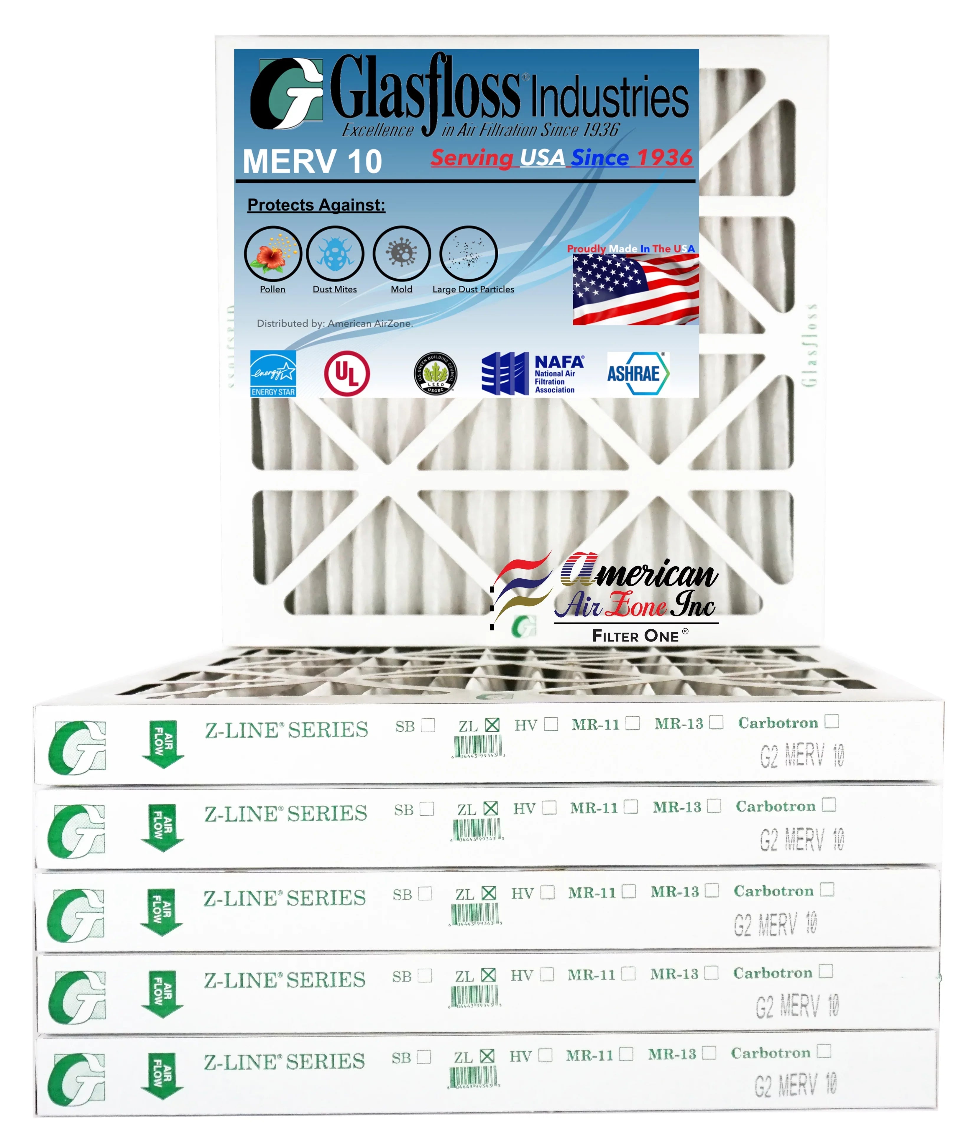 6) The - Home or - Furnace Filter (Pack - AC 16x16x2 In Made Air HVAC Air - USA. Pleated Glasfloss Air or MERV - - Filter Filter 10 2" Office of