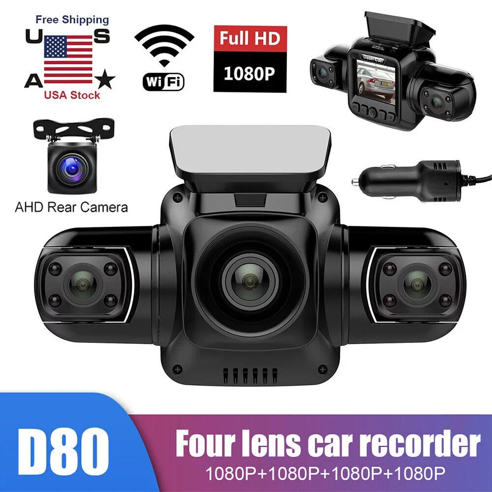 Dash and Left, Front, HD Inside, Cameras Vision Front Cam 360°Panoramic Car and Recorder Driving Right Rear, Rear Channel Night 4
