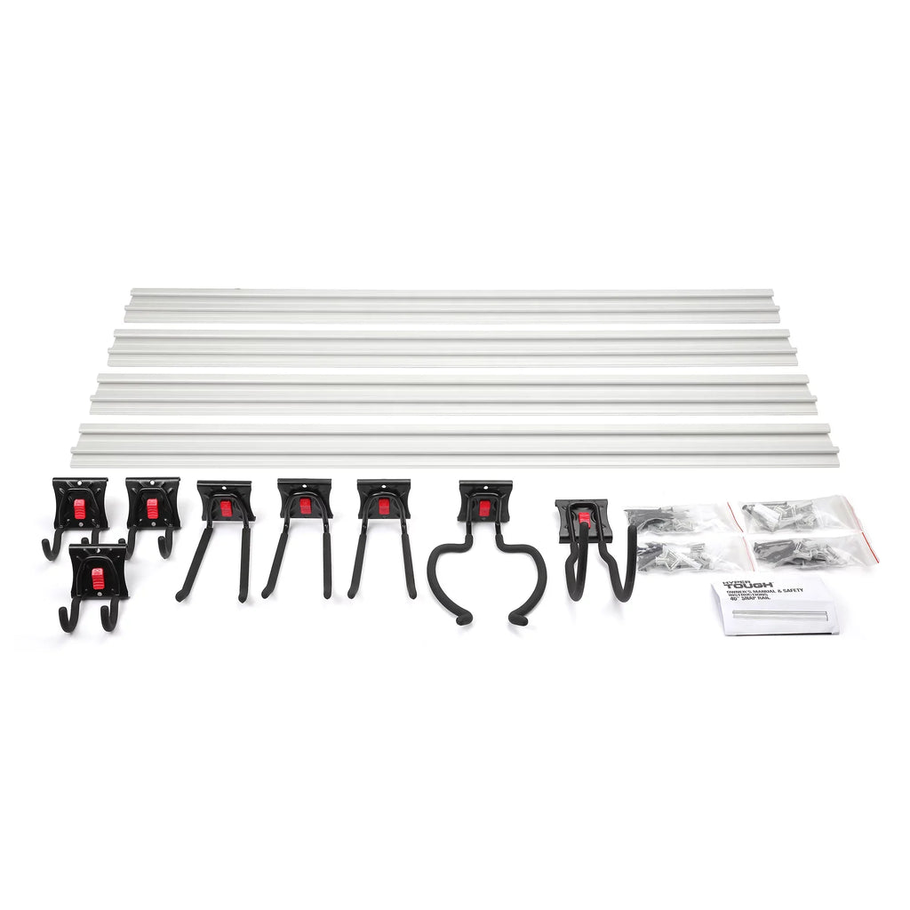Snap 12-Piece Tough Hyper Organizer Quick-Release Kit Rail Garage System