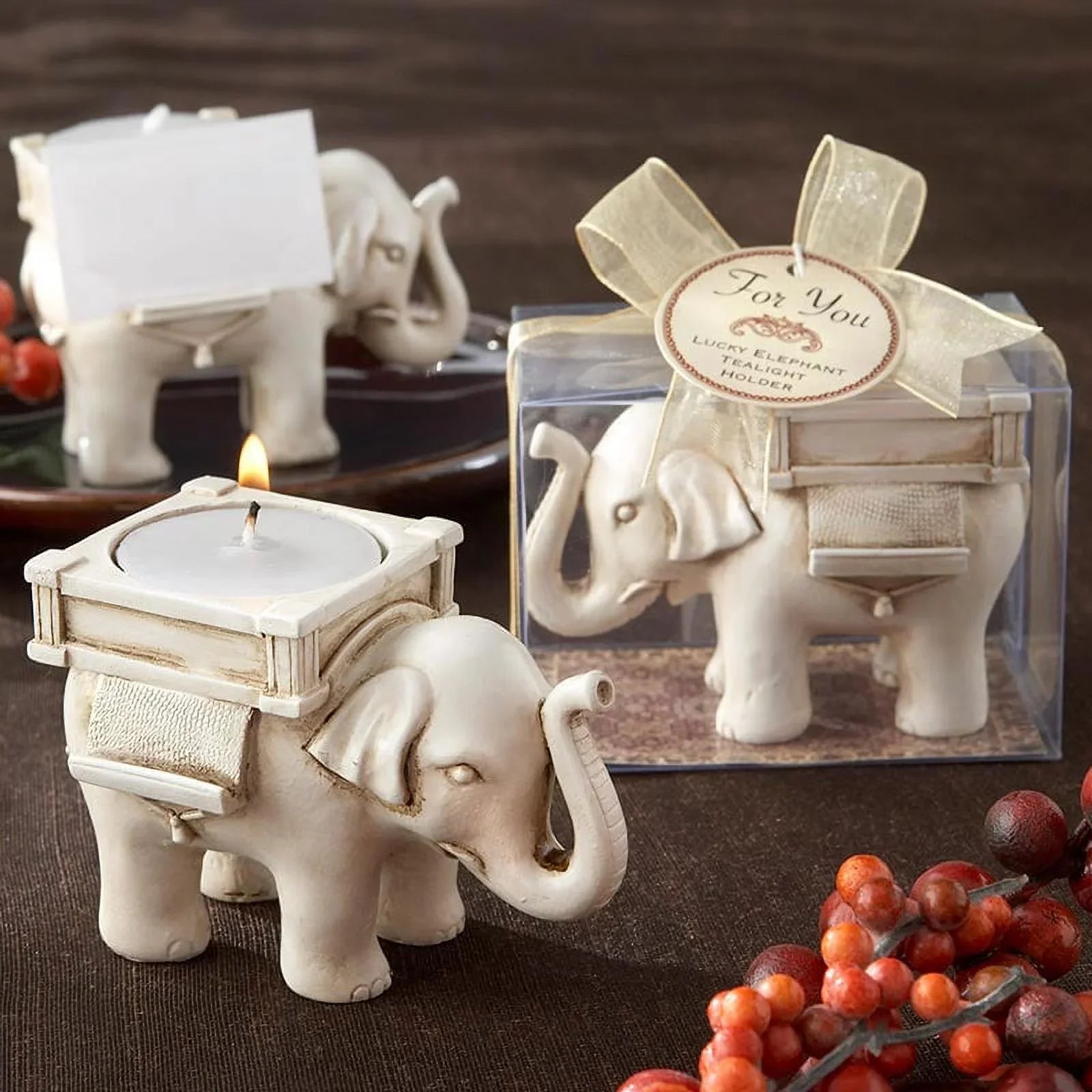 Antique Weddings, Hostess for & Party Elephant or Ivory of Bridal Light Favor Lucky - Set Kate Showers, Decorations More, 6 Holder Souvenir, - Guest Tea Baby Party Gift, Gift, Showers Finish Aspen