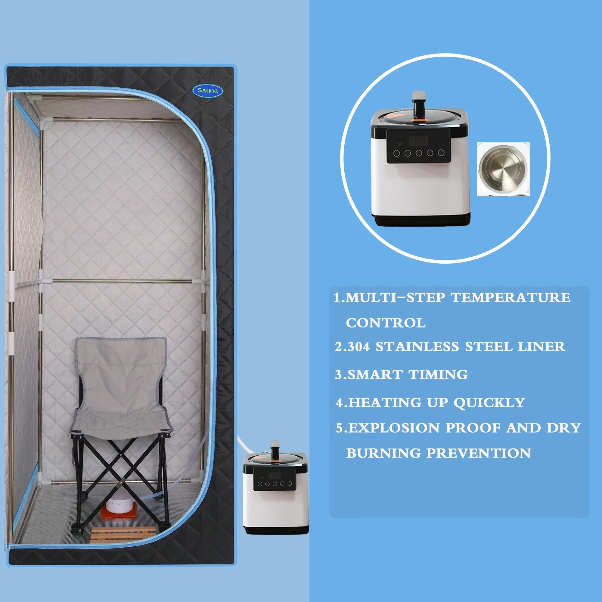 With black Steam Spa Sauna Cheelom Sauna Tent Home Sauna，Portable Body Full Box