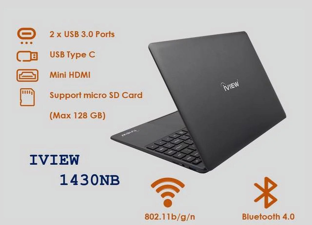 Dual High 4GB/64GB Core, 1080 USB Mouse iView IPS 1430NB-14.1in Resolution, and 1920x