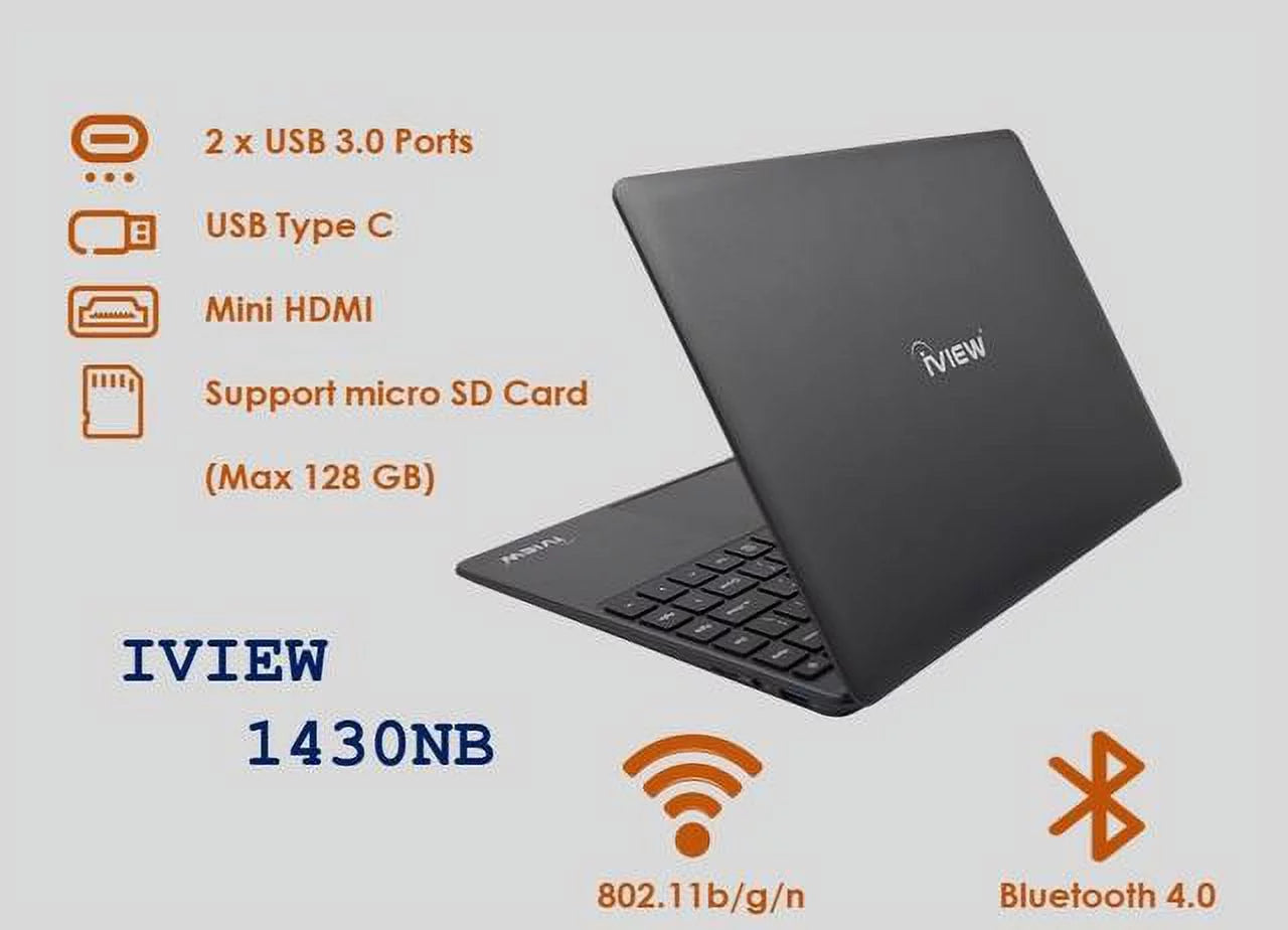 Dual High 4GB/64GB Core, 1080 USB Mouse iView IPS 1430NB-14.1in Resolution, and 1920x