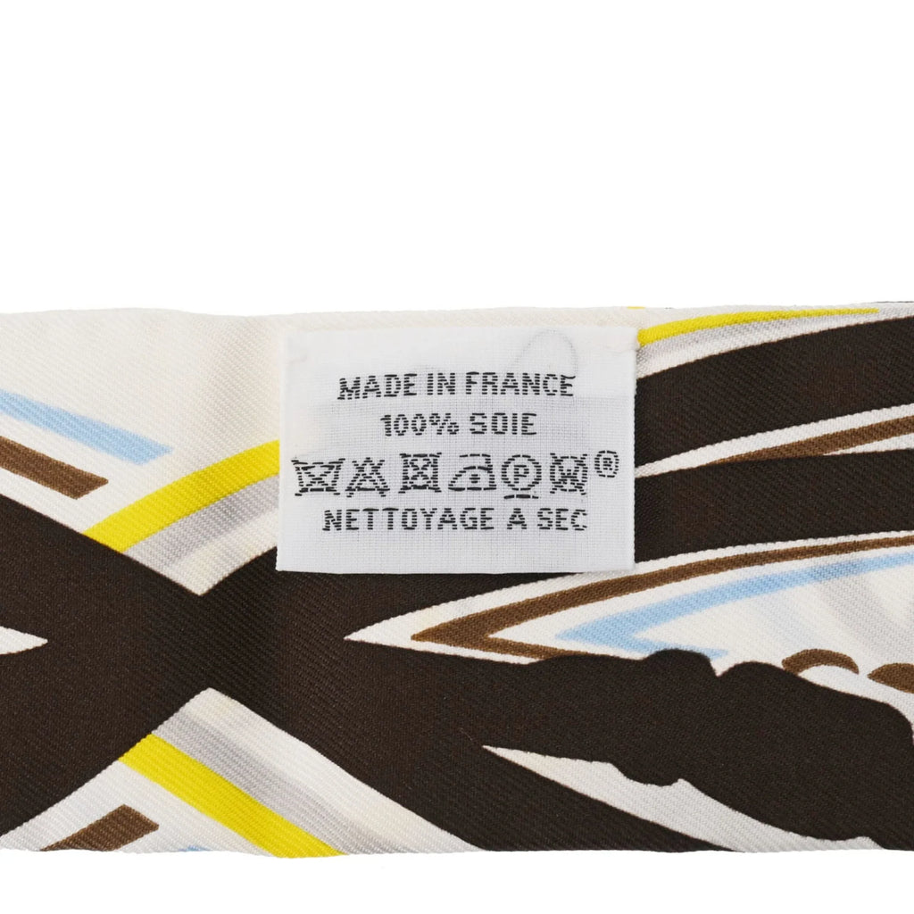 Silk White/Brown - Women's GALA 100% Twilly (Good) BRIDES Scarf DE HERMES Pre-Owned Muffler