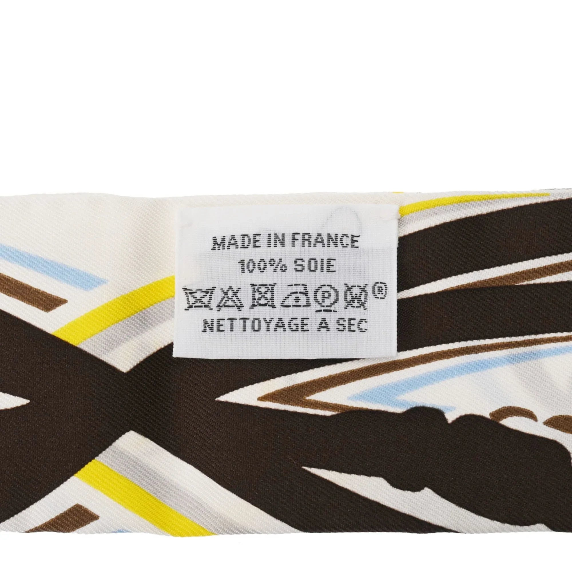 Silk White/Brown - Women's GALA 100% Twilly (Good) BRIDES Scarf DE HERMES Pre-Owned Muffler