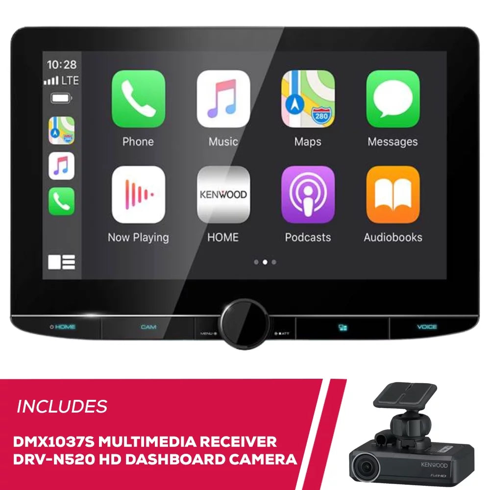 Full 10.1" HD Receiver New & Dashboard Camera Multimedia DRV-N520 DMX1057XR Kenwood